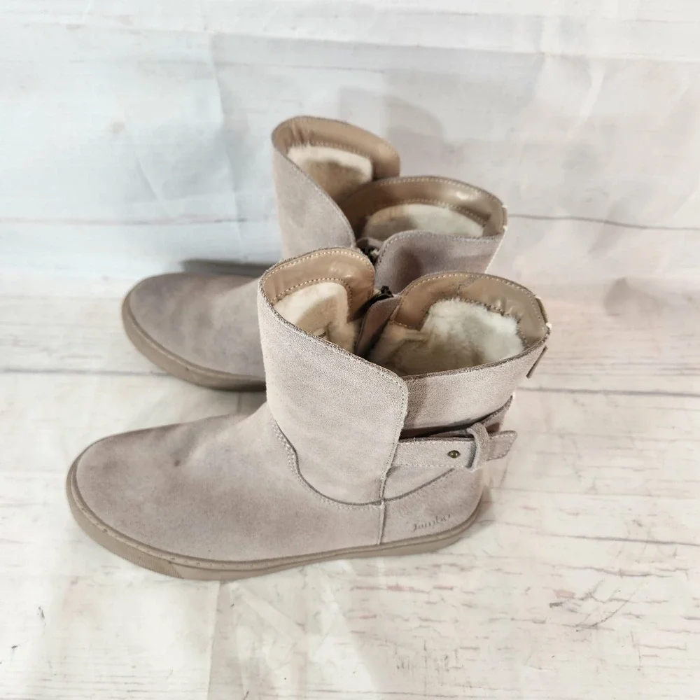 Jambu Boots Waterproof Beige Suede Fur‎ Lined Winter - Women's Size 8